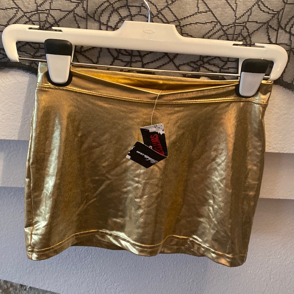 Gold mini skirt